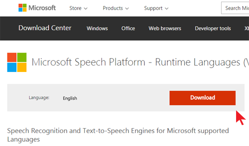Microsoft Speech Platform - Runtime Languages (Version 11)
