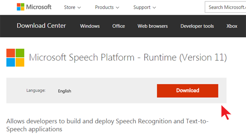 Microsoft Speech Platform - Runtime(Version 11)